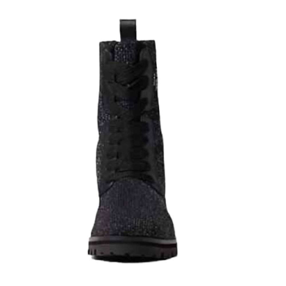 Kate Spade Merigue Knit Combat Boots Black Silver Sparkle Size 7.5 - Picture 2 of 12